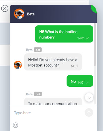 chatbot Mostbet